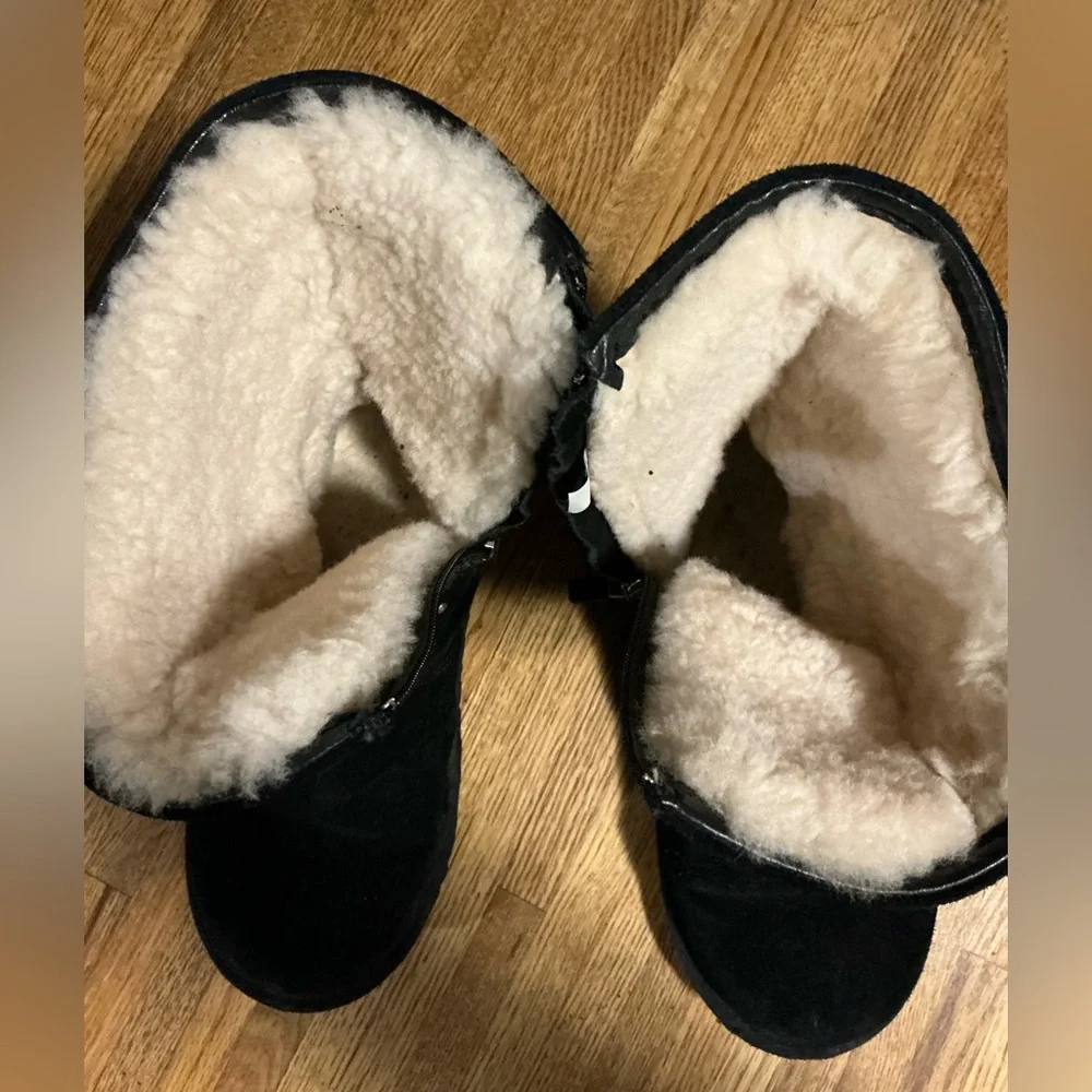 UGG Black Studded Suede Shearling Boots - Picture 7 of 8